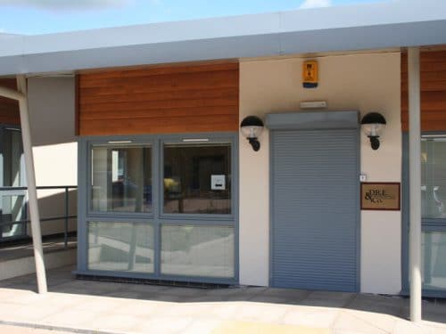 E37 security shutter on door