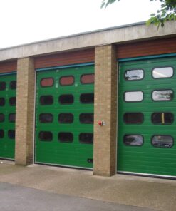 Green Sectional Door With Multiple Windows